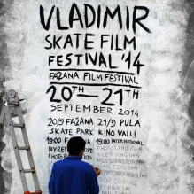 Nikola working on the teaser and the poster for the festival